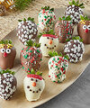 Image of Standard version for Holiday Fun Belgian Chocolate Covered Strawberries 12 Piece - FedEx