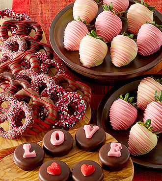 Valentine's Day Belgian Chocolate Covered Treat Basket - FedEx