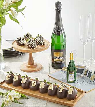 Celebratory Belgian Chocolate Covered Strawberries Combo - FedEx