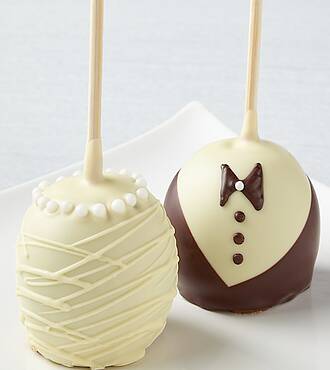 Bride and Groom Belgian Chocolate Covered Apples - FedEx