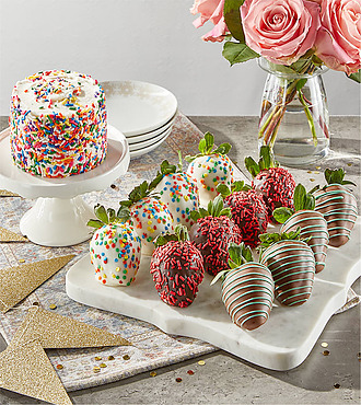 Happy Birthday Dipped Berries and Petite Birthday Cake - FedEx