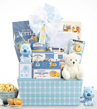 Welcome Baby Gift Basket - Blue - FedEx