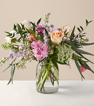 Peony Tulip Mixed Bouquet + Vase - FedEx