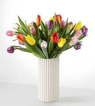 Picnic Tulips - 30 Tulips with Ceramic Vase - FedEx - MTA30WF