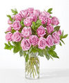 Image of Standard version for Hearts on Your Sleeve Bouquet - 24 Lavender Roses With Vase - FedEx