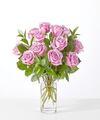 Image of Standard version for Hearts on Your Sleeve Bouquet - 12 Lavender Roses With Vase - FedEx