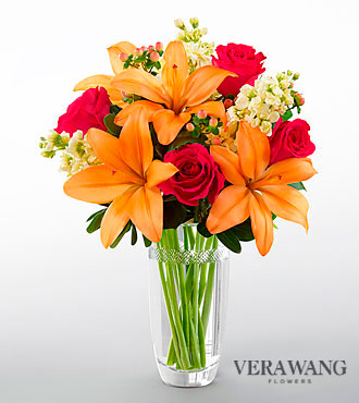 FTD Luxe Looks Bouquet by Vera Wang - CUT GLASS VASE INCLUDED