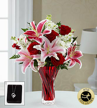 FTD Lasting Romance Bouquet with Heart Pendant