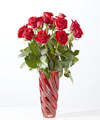 Image of Standard version for Classic Love Red Rose Bouquet with Luxe Swirl Vase