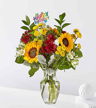 Prairie Sunrise Bouquet and Happy Birthday Topper - V5501
