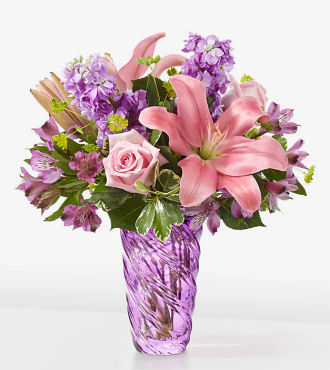 Image of Standard version for Precious Petals Bouquet with Luxe Swirl Vase