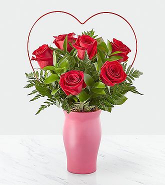 Cupid's Heart Red Rose Bouquet