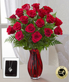 Image of Deluxe version for FTD In Love with Red Roses Bouquet with Heart Pendant