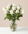 Image of Standard version for 12 Stem Moonlight White Rose Bouquet With Ginger Vase - FedEx