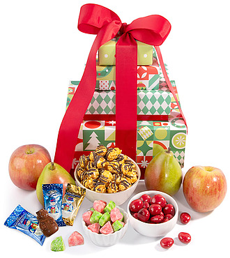 Merry Christmas Fruit and Treats Tower - FedEx - X-F03