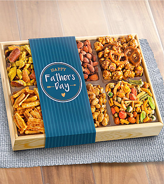 Father's Day Crunch 'n Munch Snack and Nut Variety Tray Gift Box - FedEx