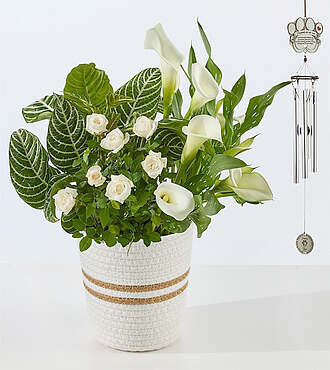 Pet Memorial Wind Chime with Garden - White Garden - FedEx - YAFB9PWC