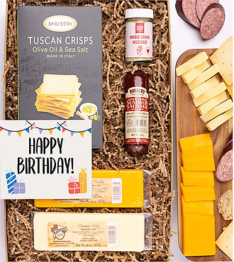 Happy Birthday Cheese and Meat Gift Box - Gift Box - FedEx - Same Day ...
