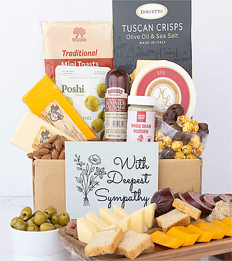 Deepest Sympathy Deluxe Charcuterie and Cheese Gift Box - FedEx - YI034