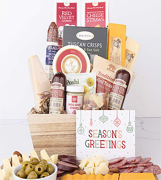 Season's Greetings Premium Charcuterie and Cheese Gift Basket - FedEx - YI07A