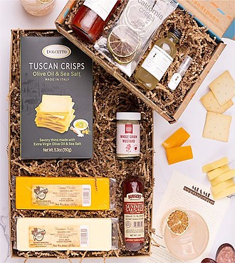 Cheese and Meat Gift Box with Tropical Pink Margarita Cocktail Kit - FedEx - YI0C1