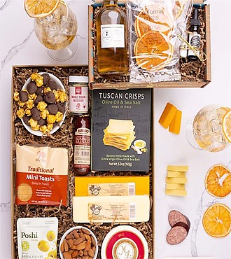 Deluxe Cheese and Charcuterie Box with Garden Party Spritz Cocktail Kit - FedEx - YI0E4