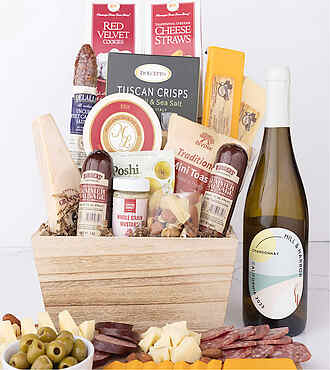 Premium Charcuterie and Wine Gift Basket - White Wine - FedEx - YI20A